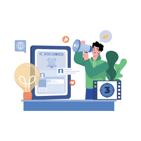 A man holds a phone and laptop, illustrating social media management's role in enhancing business growth.